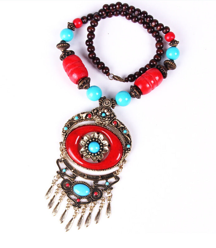 Collar de borla floral de disco bohemio de aleación al por mayor